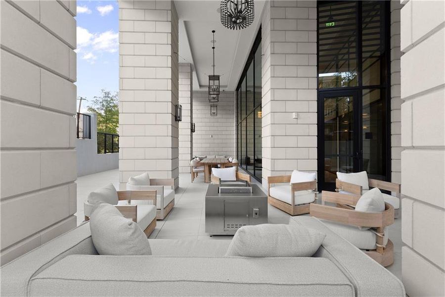 Exterior details and patio area of a home in The Dillon Buckhead, Atlanta (Image 25).