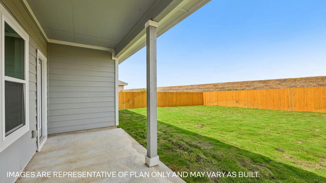 Exterior details and patio area of a home in Prairie Lakes, Buda (Image 4).