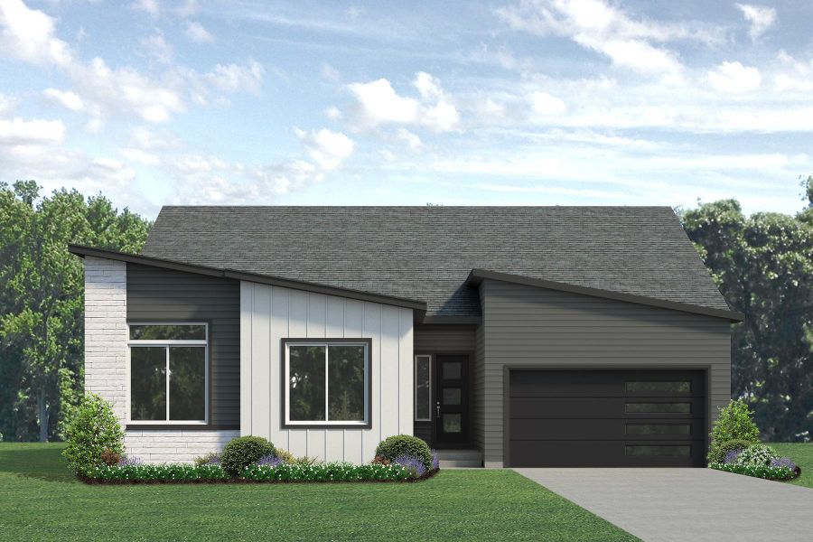 Representative exterior photo of a completed home built from the Jefferson by Risewell Homes in Highlands Preserve, Mead, CO (Image 16).