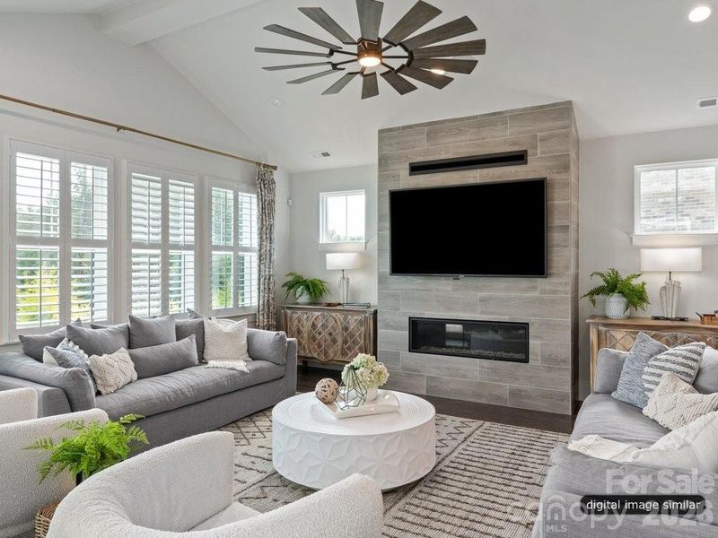 Great Room with Vaulted Ceiling