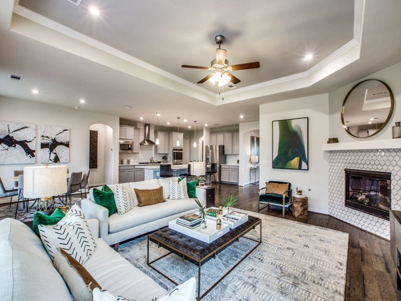 View of kitchen from gathering room