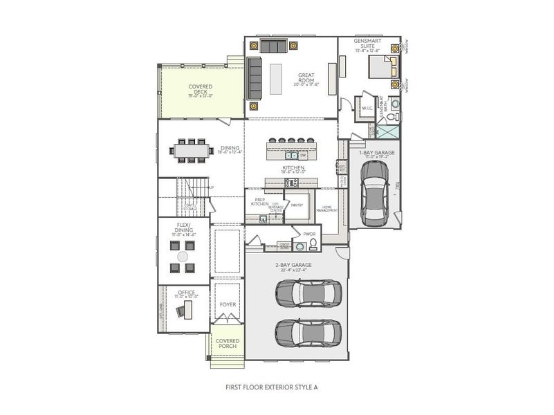 2D floor plan layout for the Stratford by Tri Pointe Homes in Castleberry Reserve, Apex, NC (Image 3).