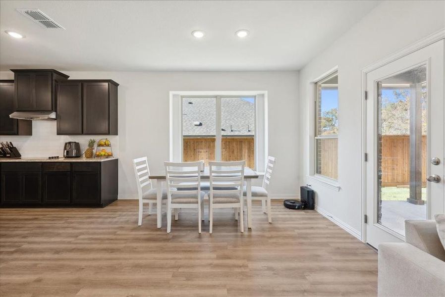 Dining space featuring plenty of natural light and light wood-type flooring