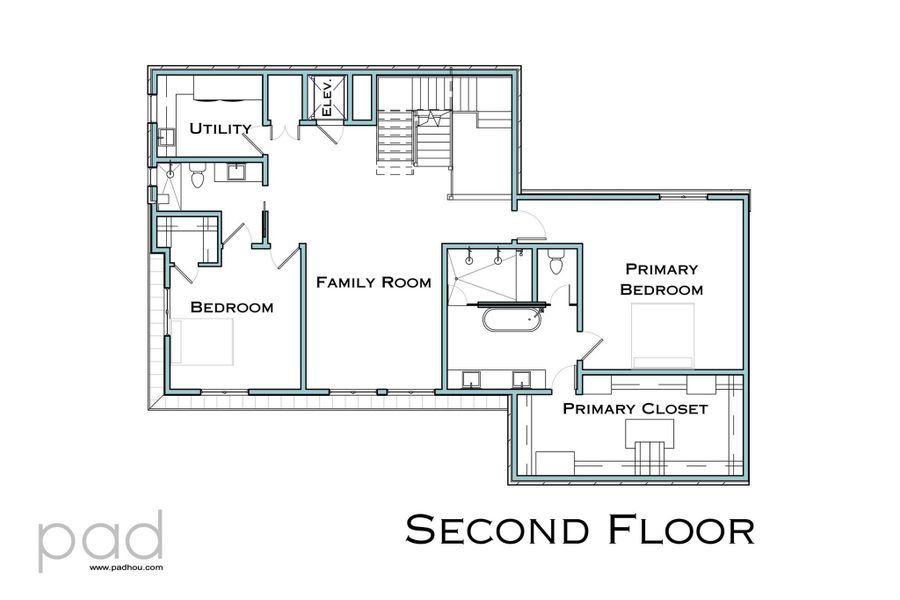 Second Floor plan of Unit B. Deemed to be accurate but not guaranteed.