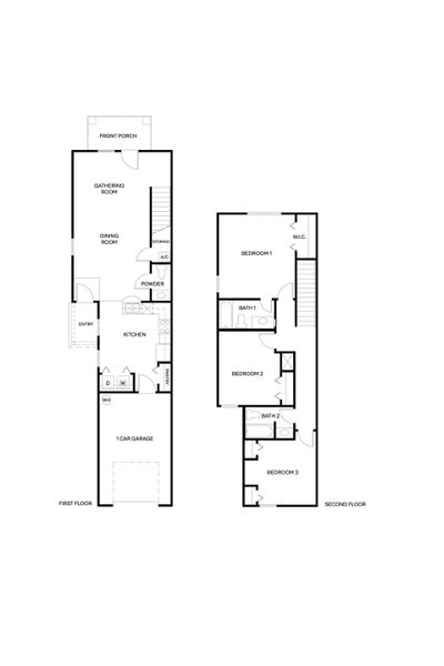 2D floor plan layout for the Bailey by D.R. Horton in Liberty Cove, Yulee, FL (Image 2).