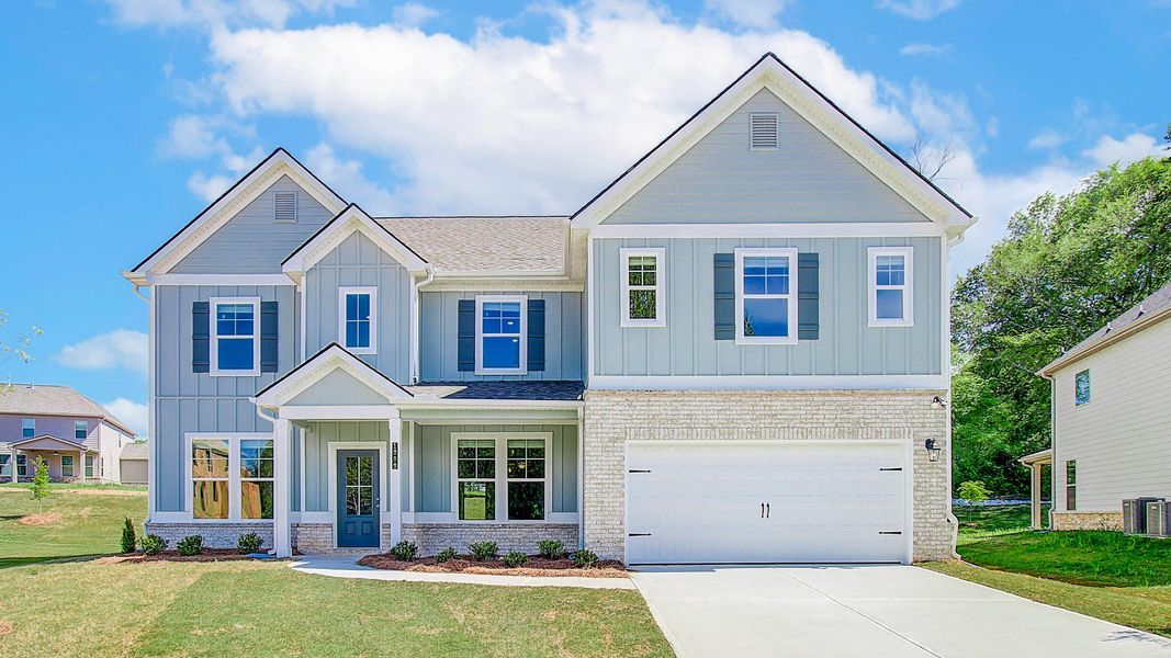 Representative exterior photo of a completed home built from the McKinley II - FL by DRB Homes in Brighton, Locust Grove, GA (Image 21).