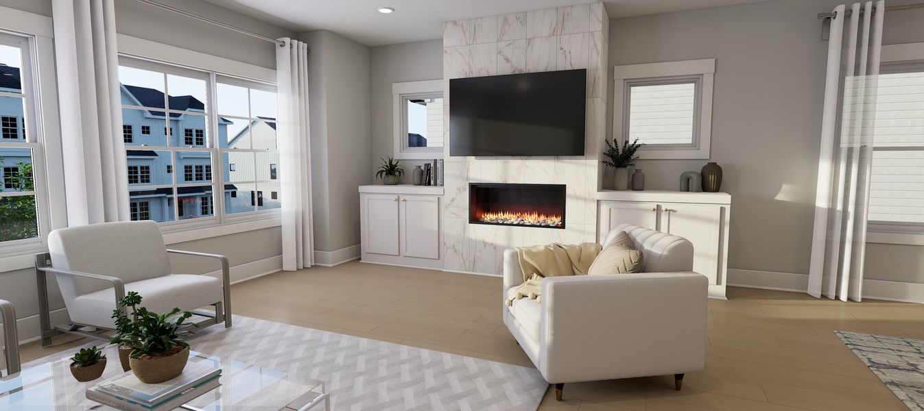 Representative furnished interior of a home built from the Atlas End Unit by Baker Residential in Atwater Station - Midtown Collection, Fuquay Varina (Image 28).