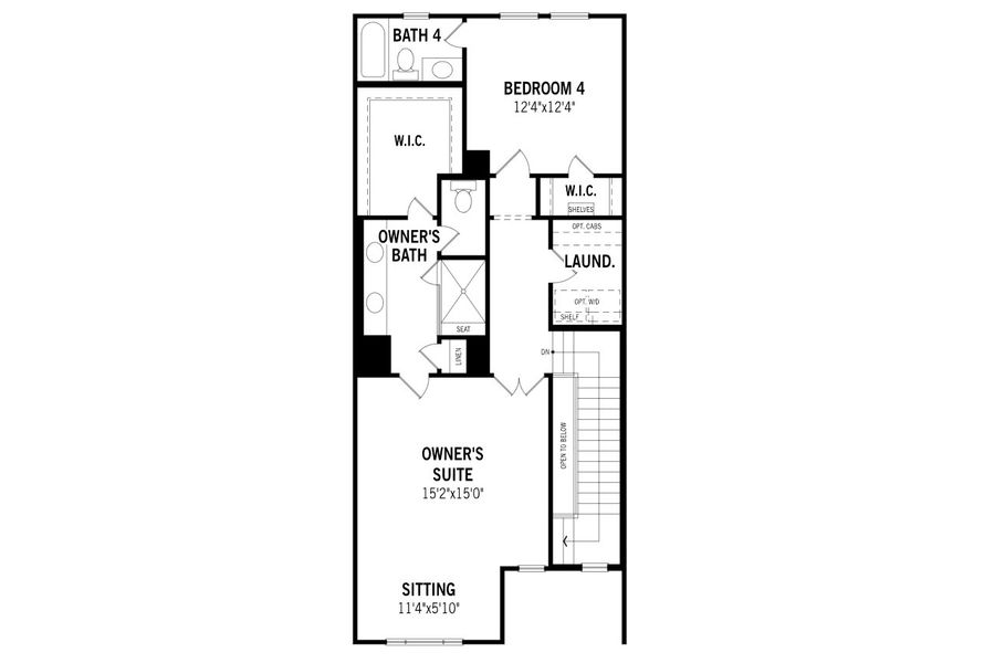 2D floor plan layout of this home in Wade Settlement Townhomes, Frisco, TX (Image 4).