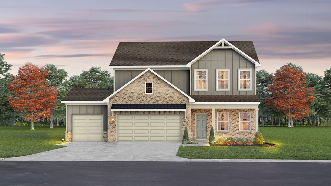 Elevation H with 3-Car Garage (R2) Elevation H with 3-Car Garage (R2)