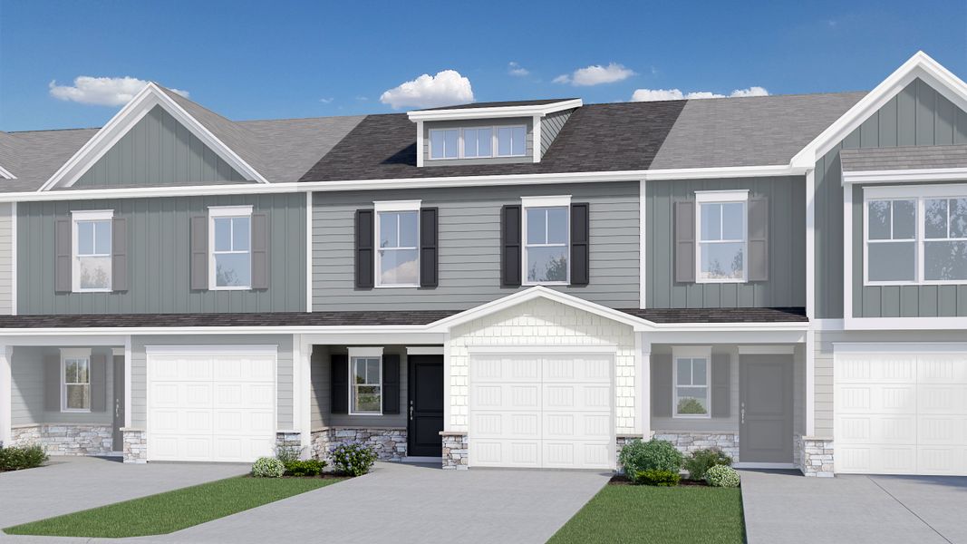Front exterior of a new home in Aberdeen, Fountain Inn, SC, highlighting curb appeal (Image 2). Front exterior of a new home in Aberdeen, Fountain Inn, SC, highlighting curb appeal (Image 2).