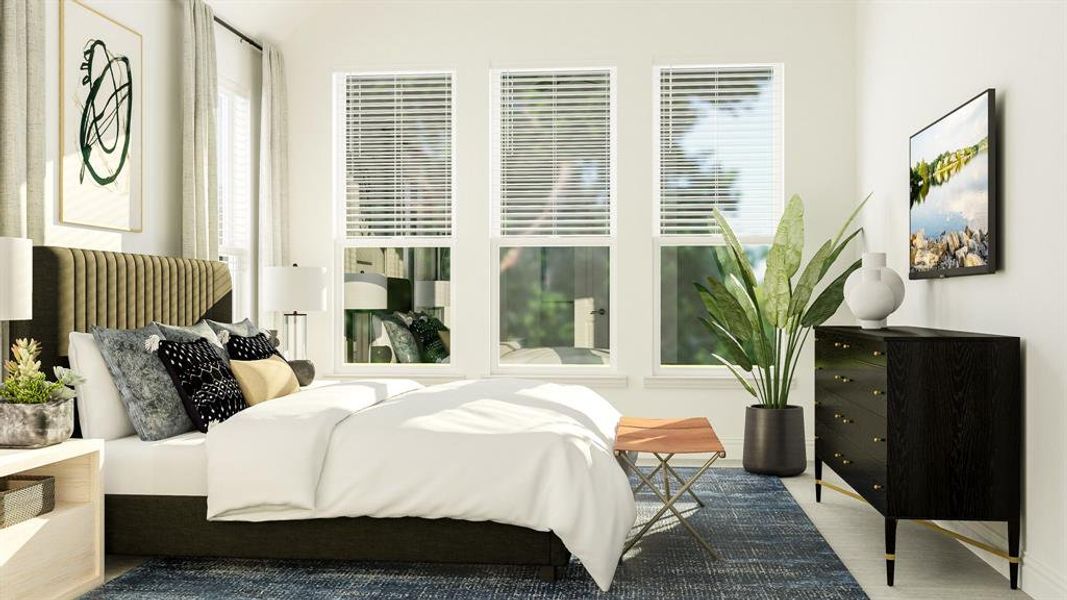 Bedroom with hardwood / wood-style floors