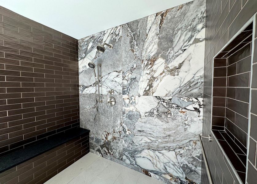 Bathroom with a tile shower