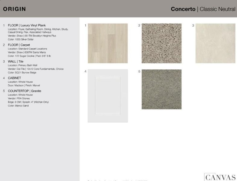 7846 Summer Solstice Street design selections. Home is currently under construction and selections are subject to change.