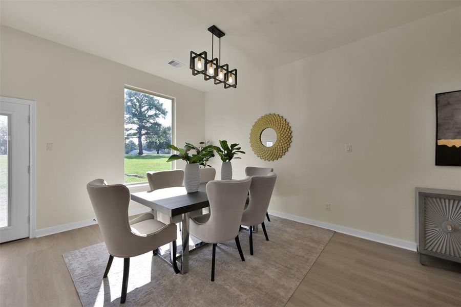 Picturesque window with no back neighbors allows an open view of nature.