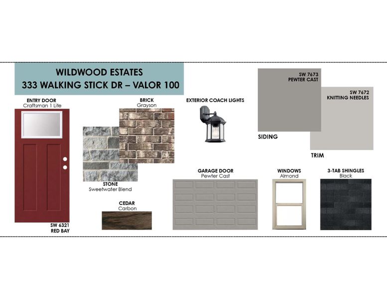 Sample of building materials used in homes in Wildwood Estates, Nolanville (Image 3). Sample of building materials used in homes in Wildwood Estates, Nolanville (Image 3).