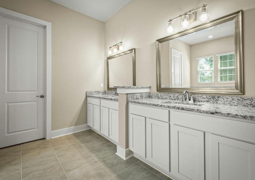 Master bathroom with large vanity.