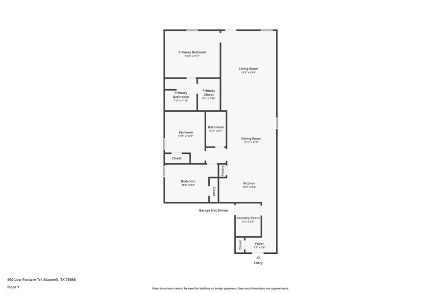2D floor plan layout of this home in Sunset Oaks, Maxwell, TX (Image 3).
