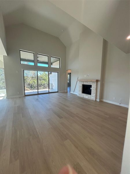 Fireplace with soaring ceiling & Fireplace