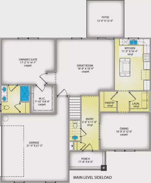 Main Level Side Load Garage Entry Main Level Side Load Garage Entry