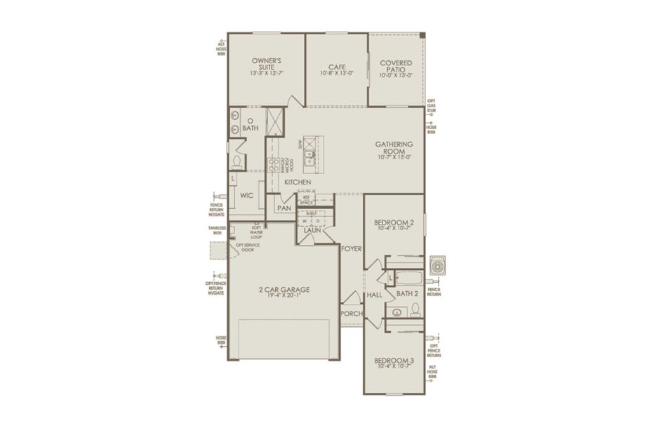 2D floor plan layout of this home in Festival Foothills, Buckeye, AZ (Image 3).
