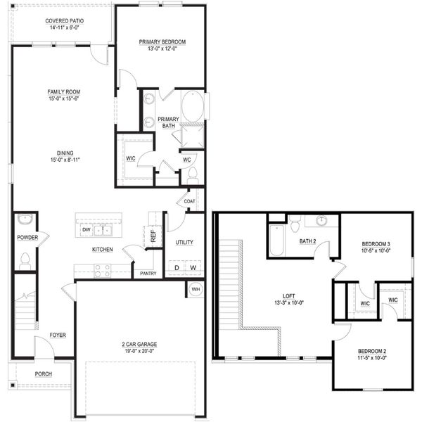 2D floor plan layout for the The Windermere by Lillian Custom Homes in Freeman Farm, Kaufman, TX (Image 5).
