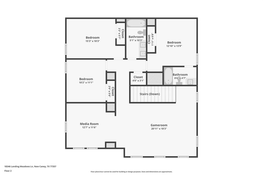 2D floor plan layout of this home in Pine Lake Cove - Premier Series, Montgomery, TX (Image 3).