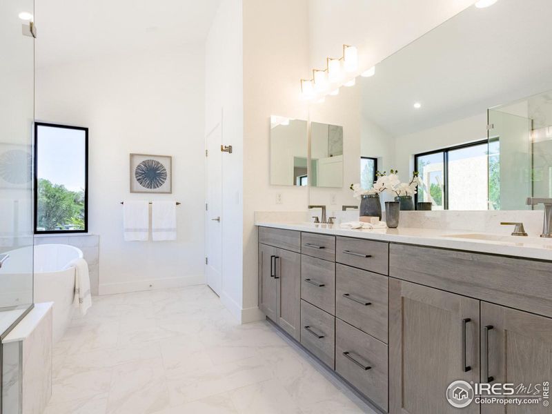 Bathroom inspiration from other new builds in the neighborhood.