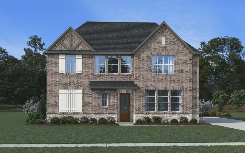 Representative exterior photo of a completed home built from the Hardin by Chesmar Homes in The Courtyards at Trinity Falls, McKinney, TX (Image 3). Representative exterior photo of a completed home built from the Hardin by Chesmar Homes in The Courtyards at Trinity Falls, McKinney, TX (Image 3).