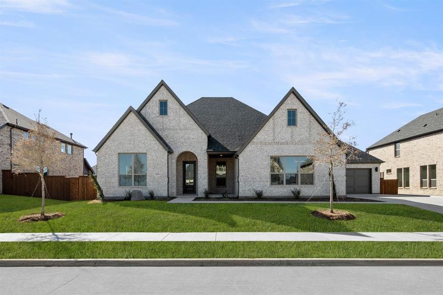 Front exterior of a new home in Rockwood 90', Mansfield, TX, highlighting curb appeal (Image 23).