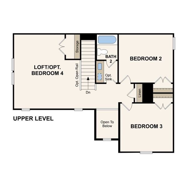 2D floor plan layout for the Lassen by Century Communities in Crosswinds, Niederwald, TX (Image 4).