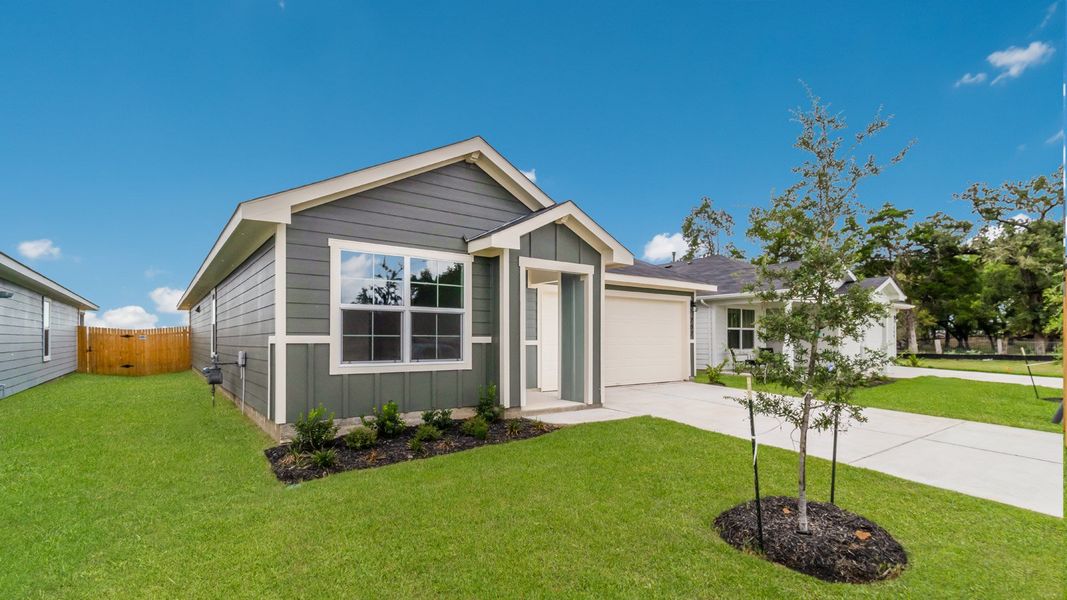 Representative exterior photo of a completed home built from the The Easton by D.R. Horton in Valverde, Bastrop, TX (Image 4). Representative exterior photo of a completed home built from the The Easton by D.R. Horton in Valverde, Bastrop, TX (Image 4).