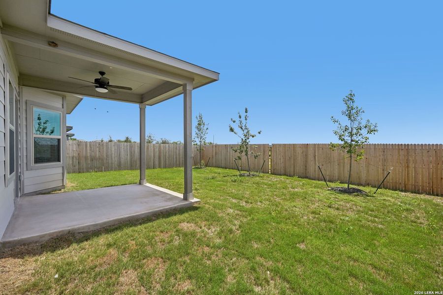 Exterior details and patio area of a home in Remington Ranch, San Antonio (Image 23).