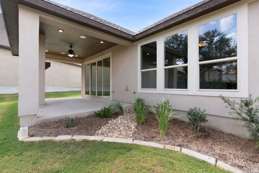 Exterior details and patio area of a home in Willis Ranch, San Antonio (Image 22).