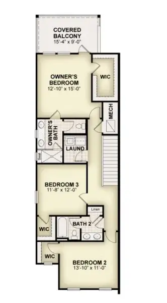 2D floor plan layout for the Franklin by Rockwell Homes in Harvest at Ovation - Townhomes, Winter Garden, FL (Image 6).