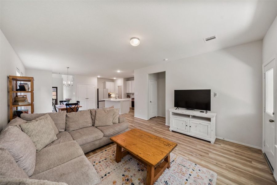 View from the living to the dining and kitchen has a great flow.