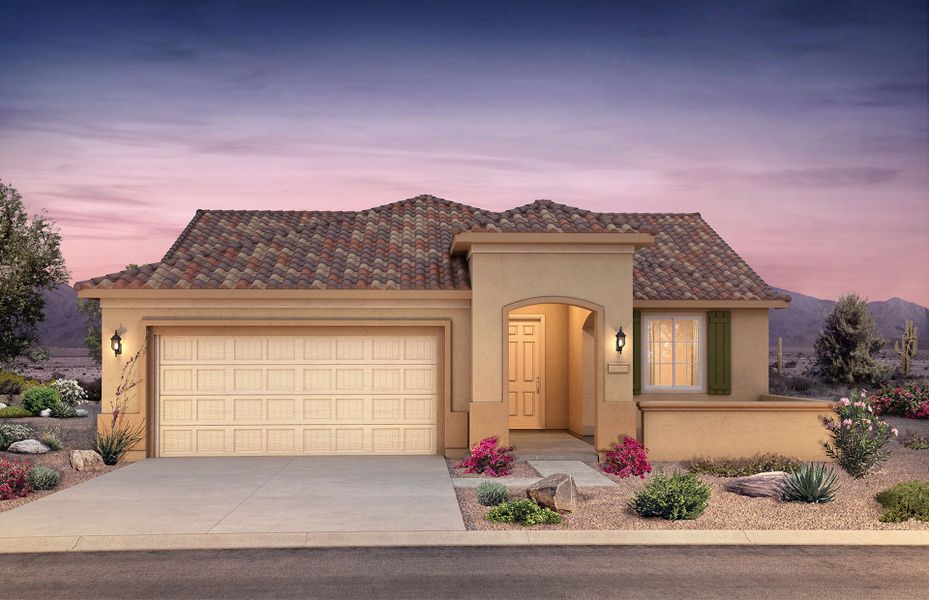 Representative exterior photo of a completed home built from the Sanctuary Final Opportunity by Del Webb in Sun City Anthem at Merrill Ranch, Florence, AZ (Image 17). Representative exterior photo of a completed home built from the Sanctuary Final Opportunity by Del Webb in Sun City Anthem at Merrill Ranch, Florence, AZ (Image 17).