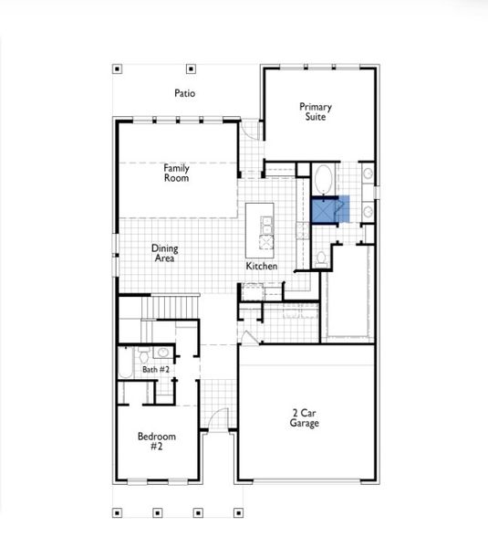 2D floor plan layout for the Redford Plan by Highland Homes in Goodland: 53ft. lots, Midlothian, TX (Image 5). 2D floor plan layout for the Redford Plan by Highland Homes in Goodland: 53ft. lots, Midlothian, TX (Image 5).