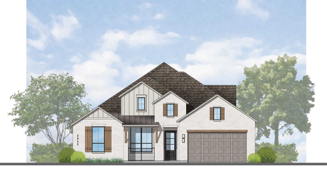 Representative rendering of the exterior for the Ramsey Plan by Highland Homes (Image 5). Representative rendering of the exterior for the Ramsey Plan by Highland Homes (Image 5).