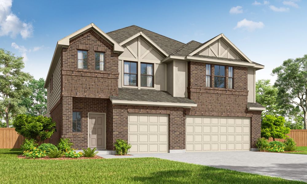 Representative exterior photo of a completed home built from the Newberry by Pacesetter Homes in Town Park, Princeton, TX (Image 1).