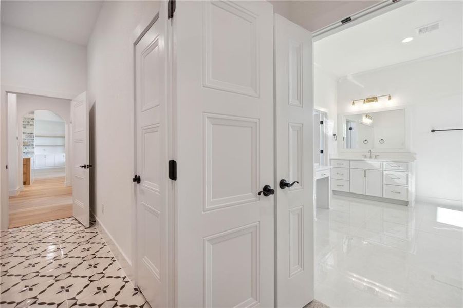 Hall featuring light hardwood / wood-style floors