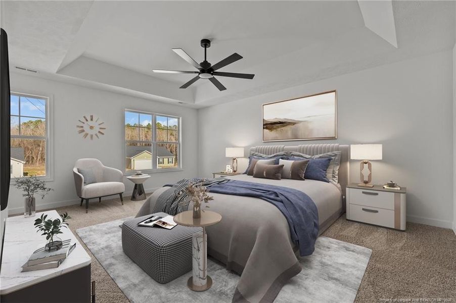 Virtually staged primary suite