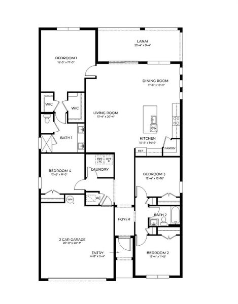 2D floor plan layout of this home in Preserves at Park Trace, Stuart, FL (Image 5).