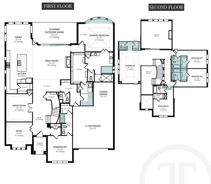2D floor plan layout of this home in StarView – 74′, Prosper, TX (Image 4).