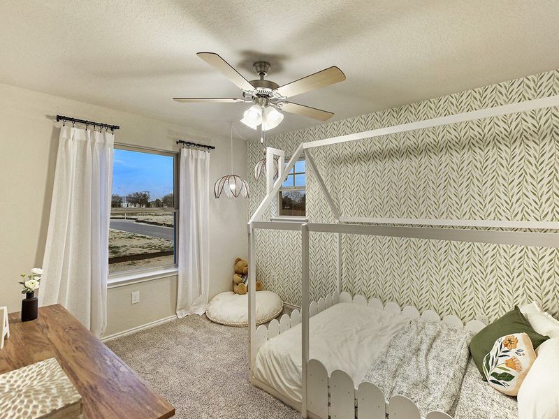 Santiago model secondary bedroom  at Hidden Springs in New Braunfels, TX by Century Communities