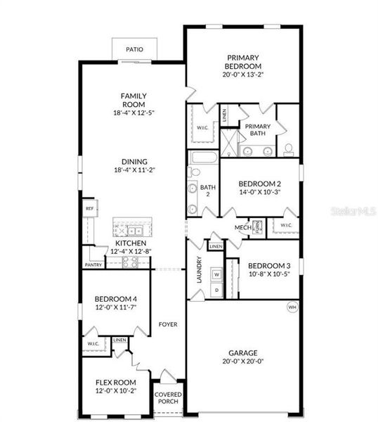 2D floor plan layout of this home in Green Leaf, West Melbourne, FL (Image 4).