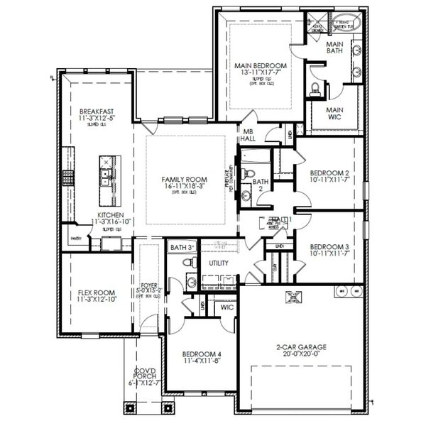 2D floor plan layout for the The Lakeview by Lillian Custom Homes in Polo Ridge, Forney, TX (Image 5).