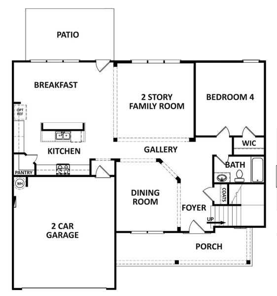 2D floor plan layout for the The Hayden by Reliant Homes in Calgary Downs, Winder, GA (Image 5).