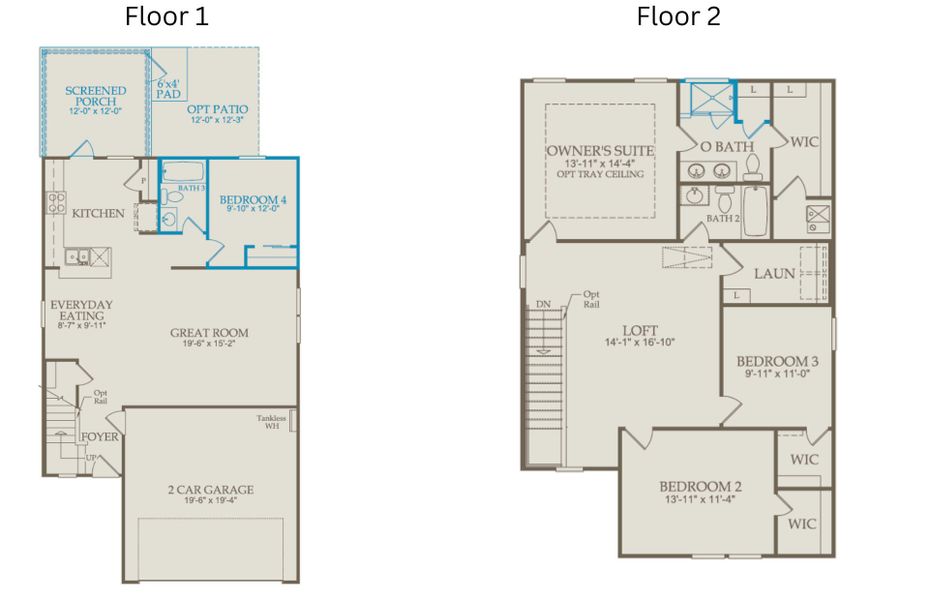 2D floor plan layout of this home in Providence Oaks, Fuquay Varina, NC (Image 4).