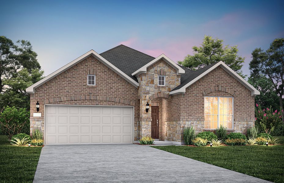 The Orchard, a one-story home with 2-car garage, shown with Home Exterior 35