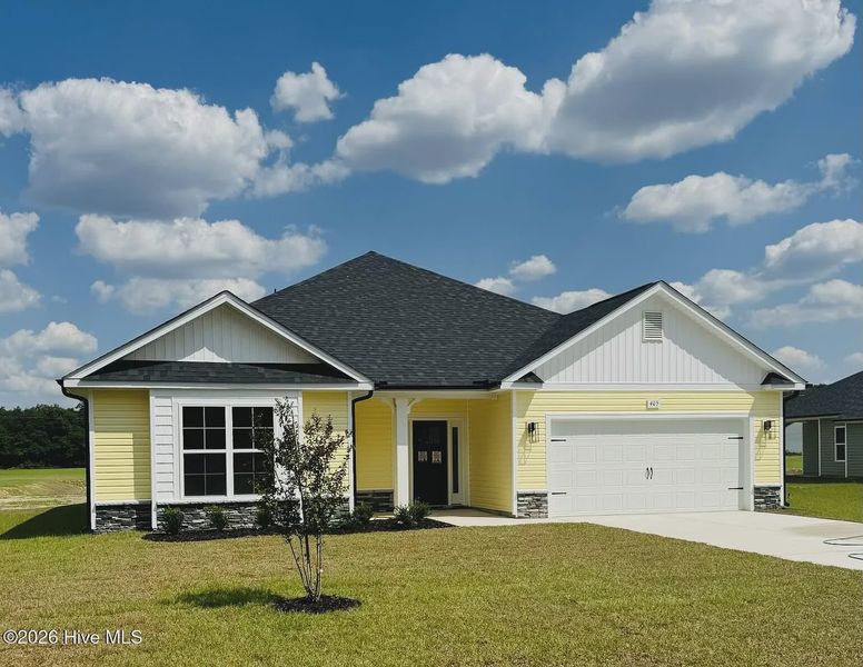 Front exterior of a new home in Blair Ridge, La Grange, NC, highlighting curb appeal (Image 1). Front exterior of a new home in Blair Ridge, La Grange, NC, highlighting curb appeal (Image 1).